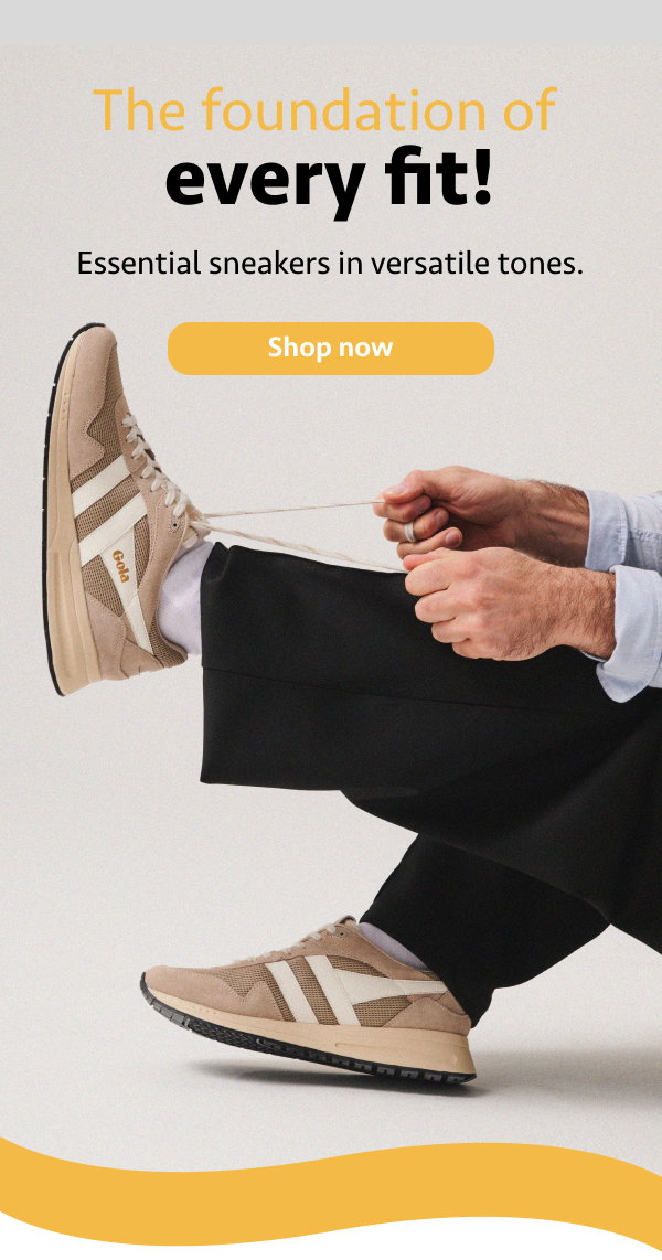 The foundation of every fit! Essential sneakers in versatile tones. Shop now. Image shows a man wearing Delta in Bone/Off White