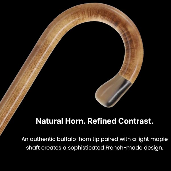 French Authentic: Blonde Horn Ball Cane with Light Maple