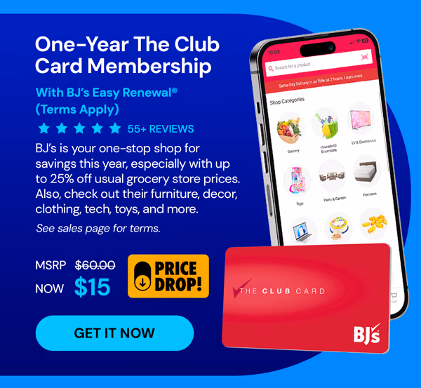 One-Year The Club Card Membership with BJ’s Easy Renewal® (Terms Apply)