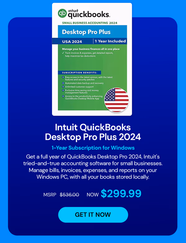 Intuit QuickBooks Desktop Pro Plus 2024 (1 User): Lifetime License