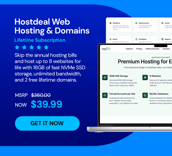 Hostdeal Web Hosting & Domains Lifetime Subscriptions