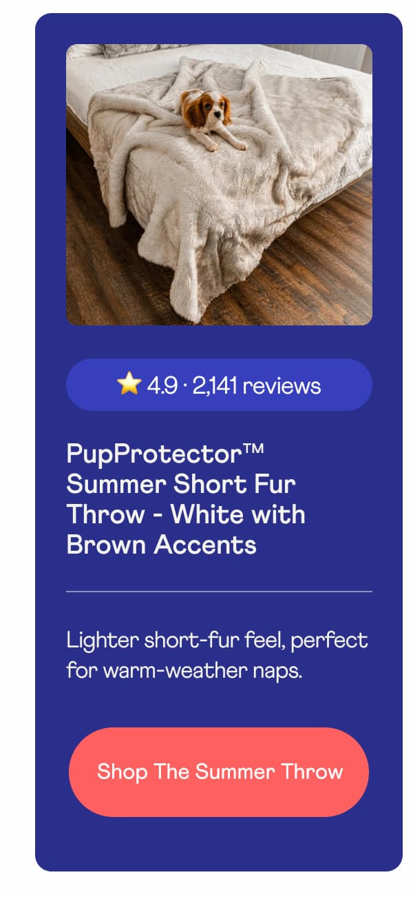 PupProtector™ Summer Short Fur Throw - White with Brown Accents | Shop the Summer Throw