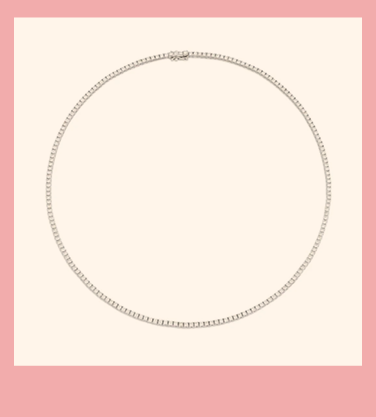 White Gold Round Brilliant Cut Diamond Line Necklace