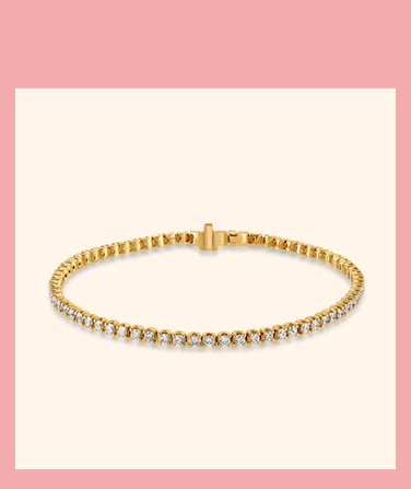 Yellow Gold Round Brilliant Cut Diamond Tennis Bracelet