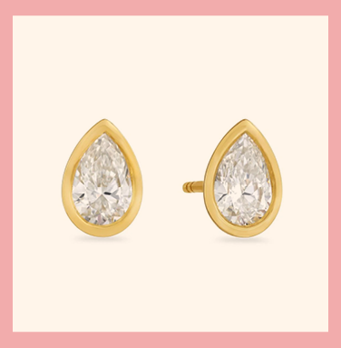 Day Diamonds Yellow Gold Pear Shape Diamond Stud Earrings