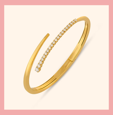 18ct Yellow Gold Crossover Diamond Bangle