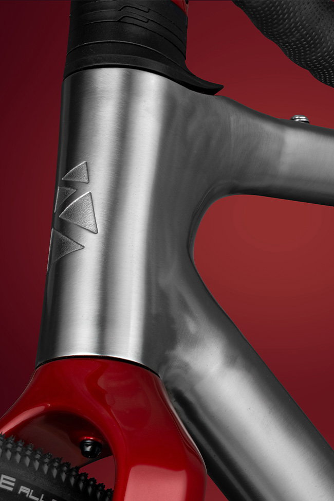 Red CustomColour on titanium bike