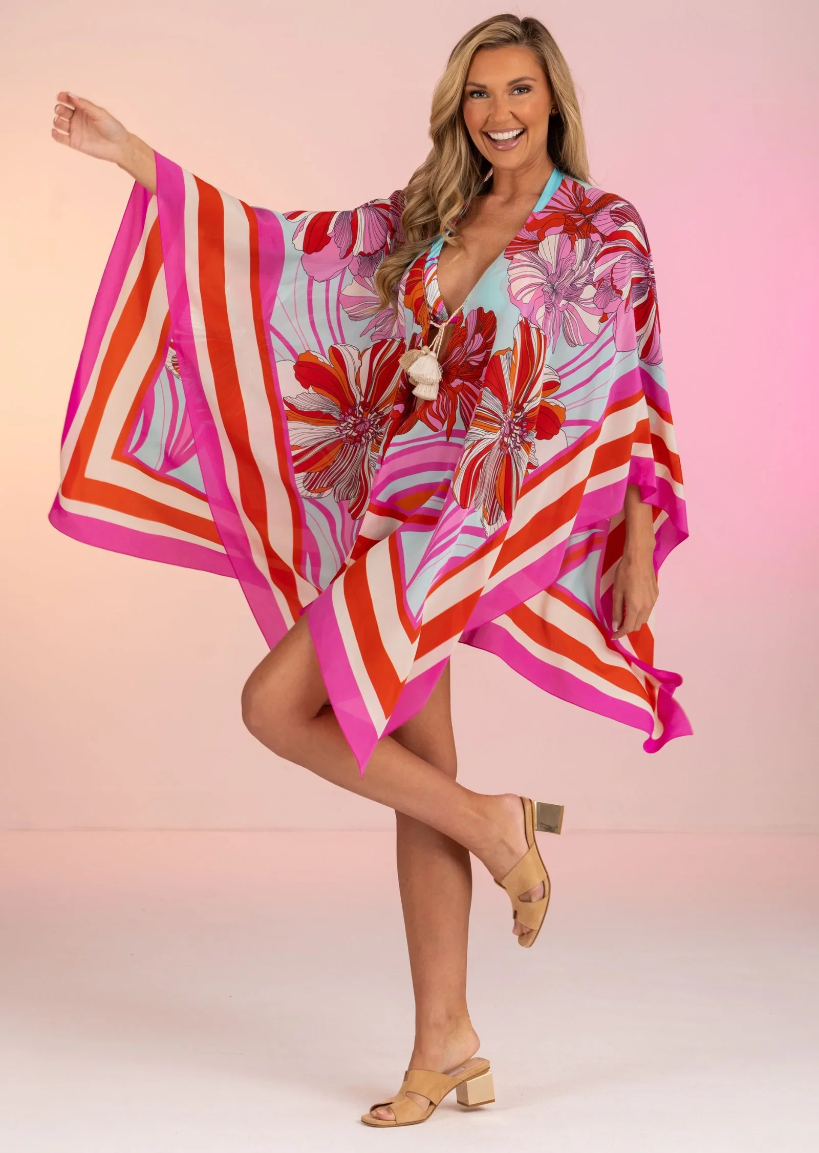 Image of Menton Silk Tie Front Kaftan (MT-466)
