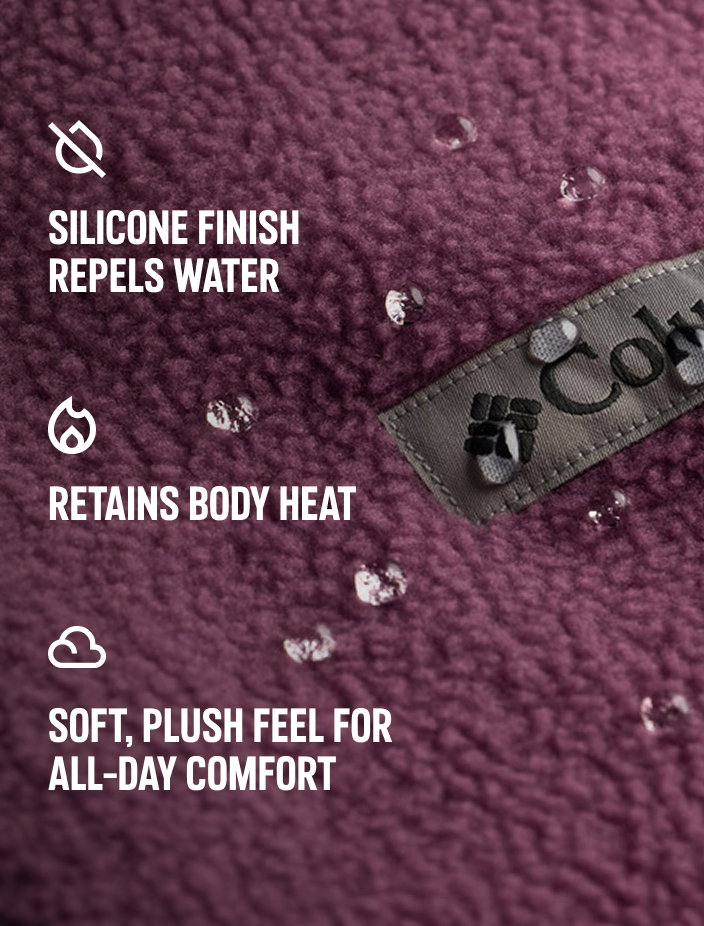 Silicone finish repels water. Retains body heat. Soft, plus feel for all-day comfort