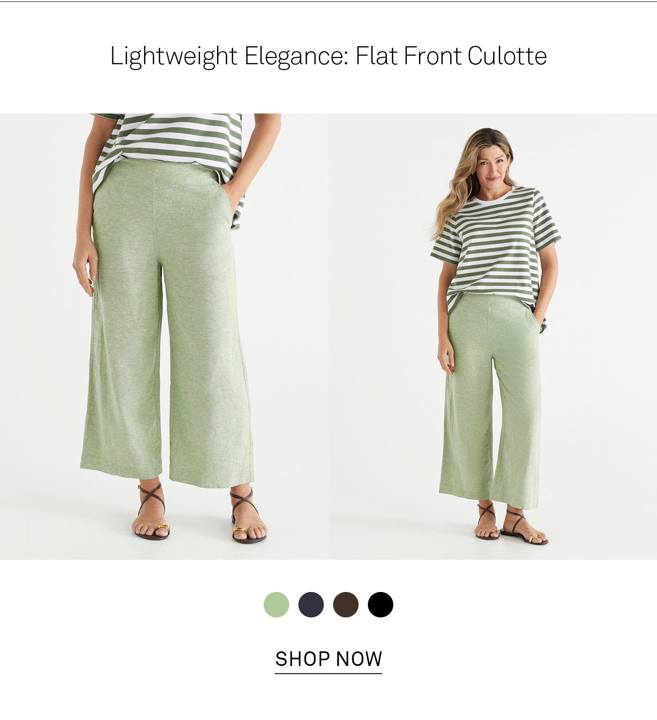 Linen Blend Flat Front Culotte
