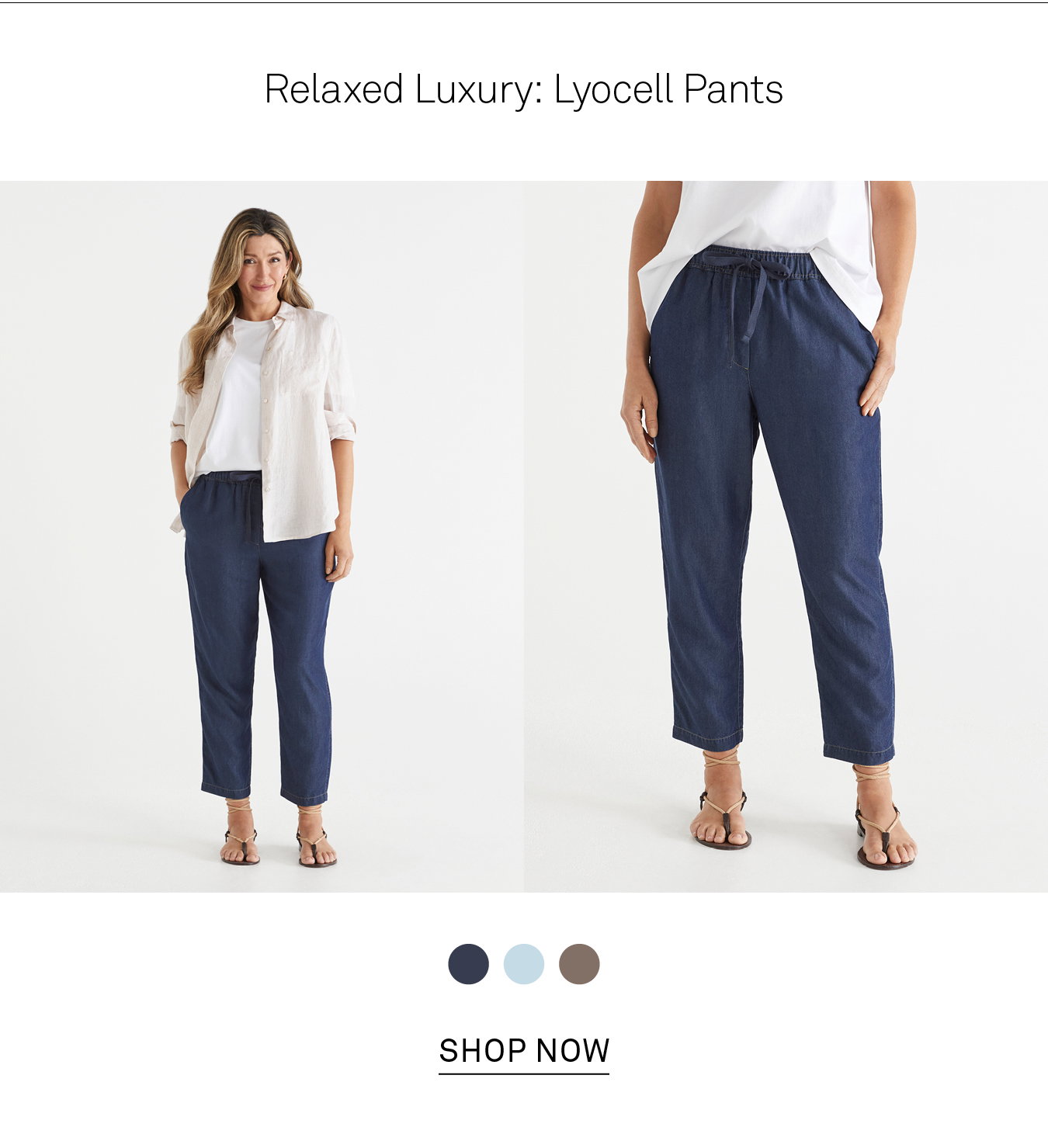 Lyocell Relaxed Drawstring Pant - Navy
