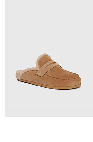 Wynn Shearling Slide in Camel