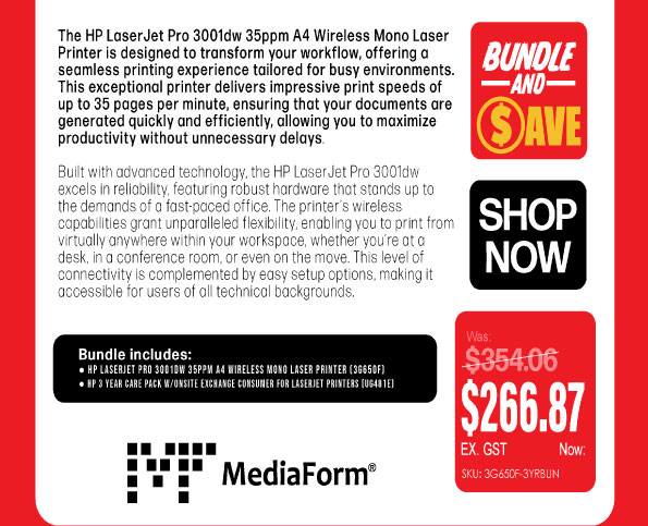 Shop Now - Bundle Was  $354.06 Now  $266.87 Ex GST