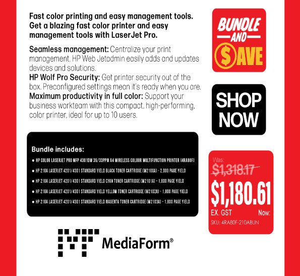 Shop Now - Bundle Was  $1318.17 Now  $1180.61 Ex GST