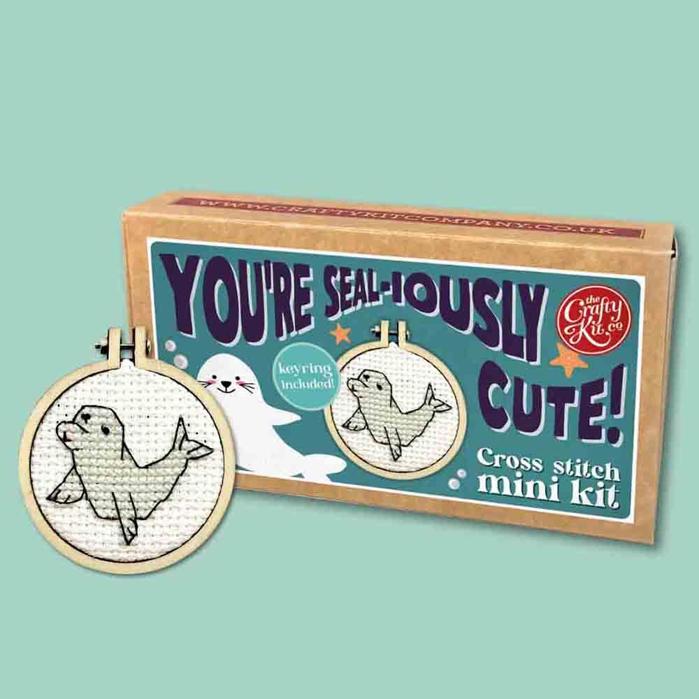 Image of You're Seal-Iously Cute! - Mini Matchbox Cross Stitch Kit - The Crafty Kit Co.