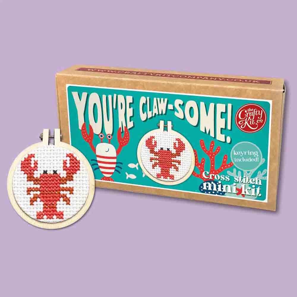Image of You Claw-Some! - Mini Matchbox Cross Stitch Kit - The Crafty Kit Co.