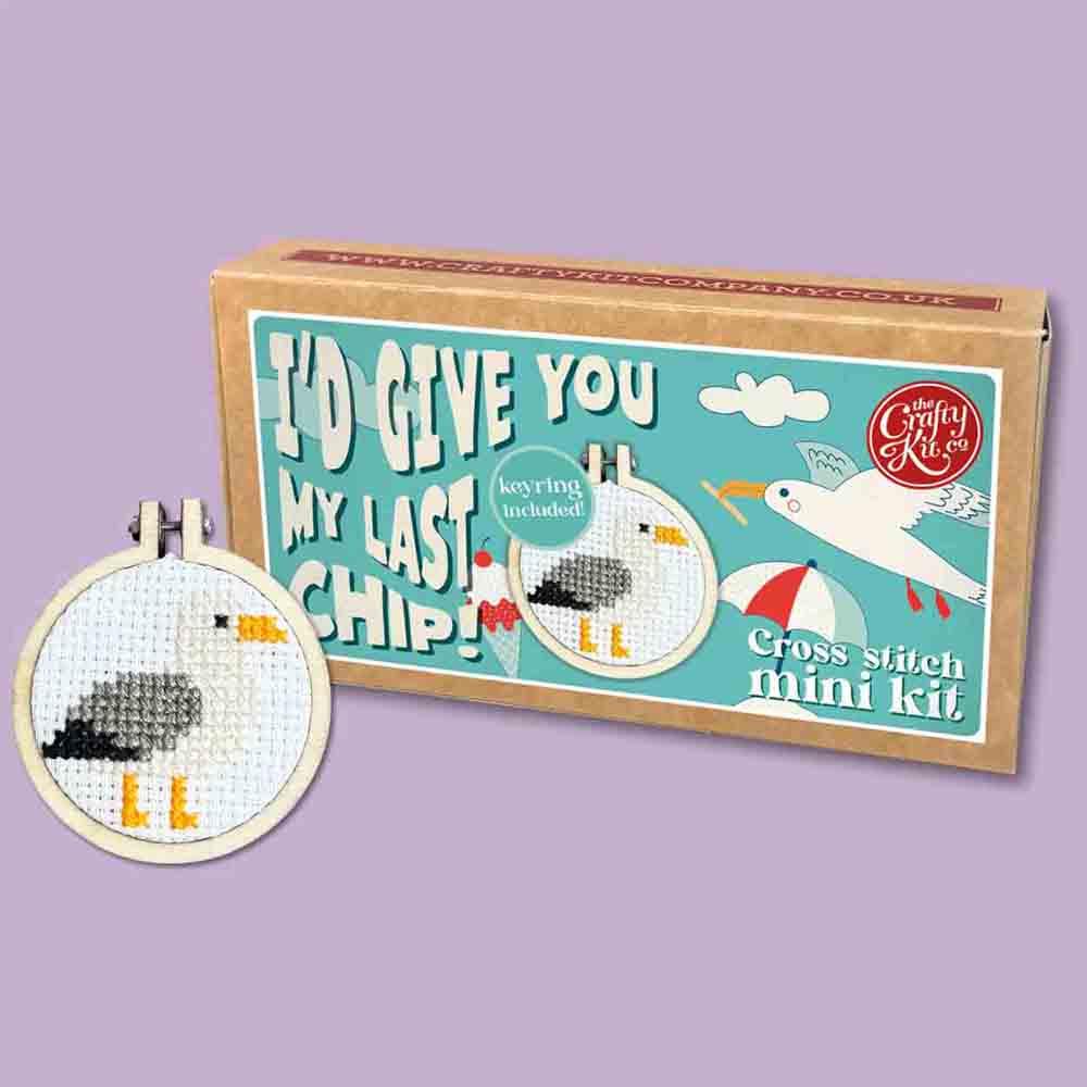 Image of I'd Give You My Last Chip! - Mini Matchbox Cross Stitch Kit - The Crafty Kit Co.