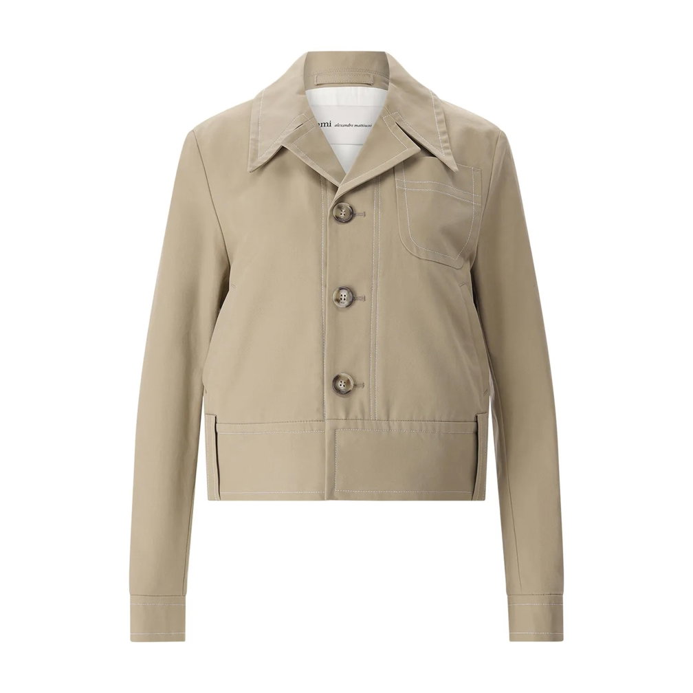 AMI Paris Kurze Jacke aus Baumwollmix braun Übergangsjacke
