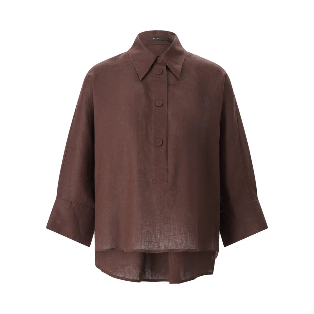 windsor. Hemdbluse aus Leinen braun