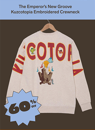 The Emperor's New Groove Kuzcotopia Embroidered Crewneck is 60 percent off