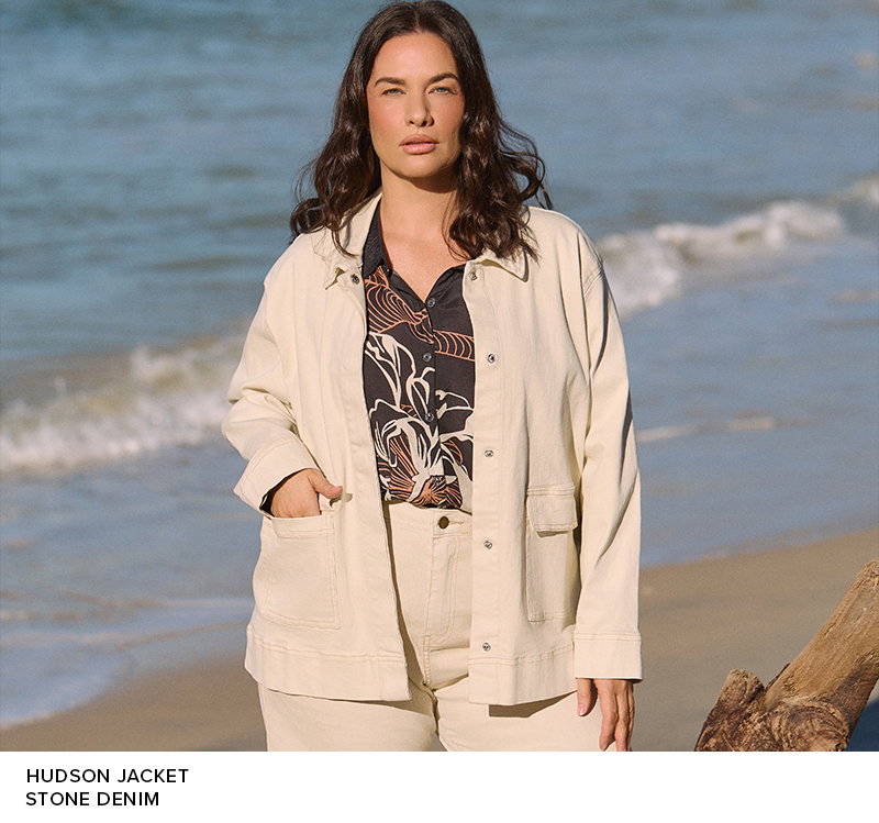 Shop Hudson Jacket in Stone Denim