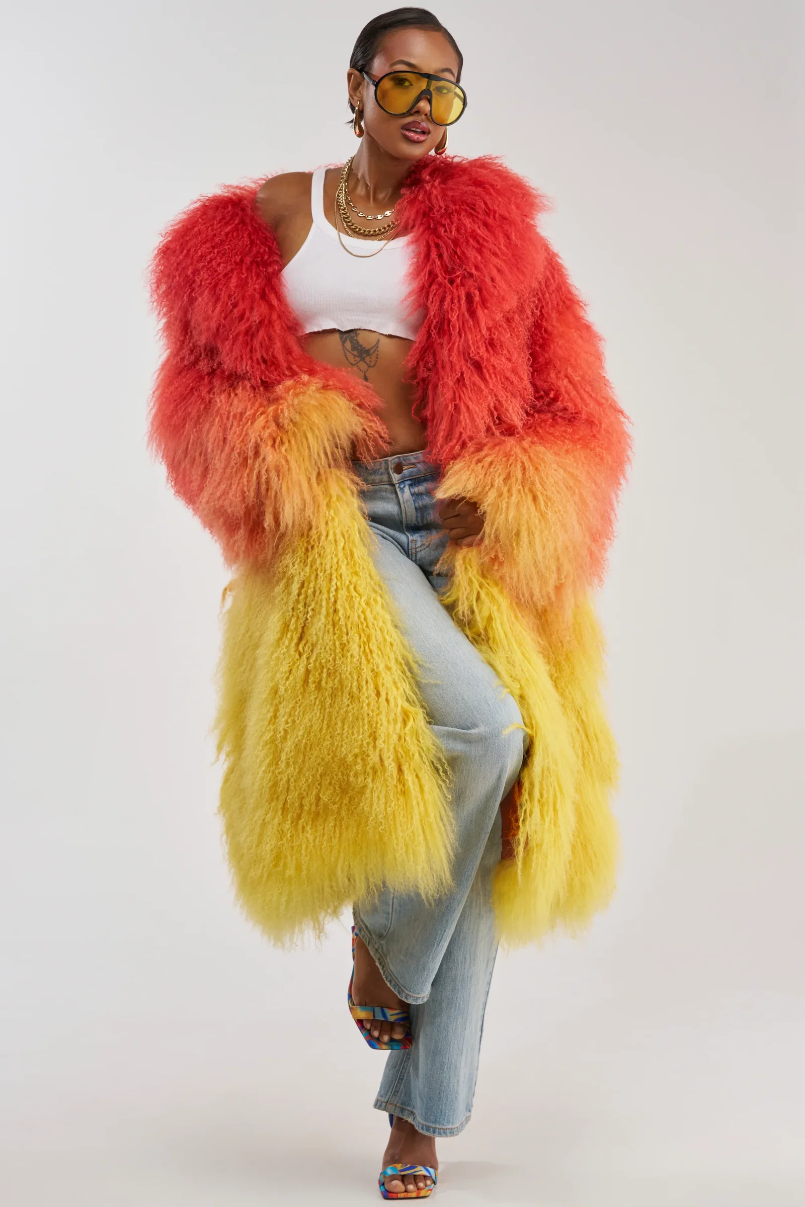 Image of TROPEZ GENUINE MONGOLIAN FUR COAT