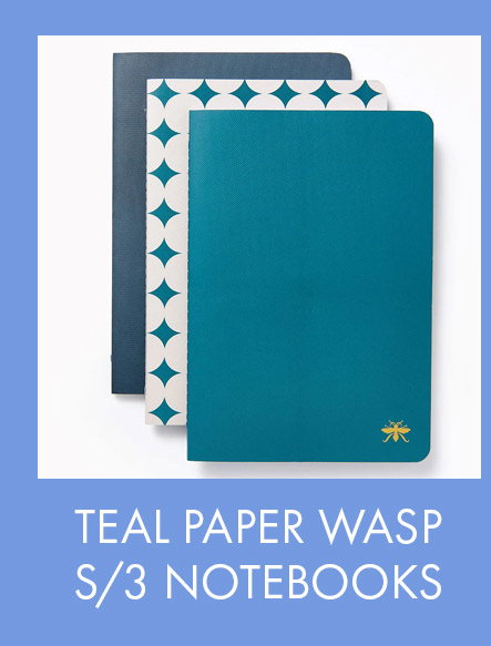 Teal Paper Wasp S/3 Notebooks