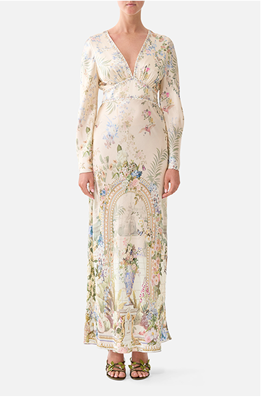 V NECK DRESS WITH FLARED SLEEVE | MIDSUMMER MASTERPIECE
