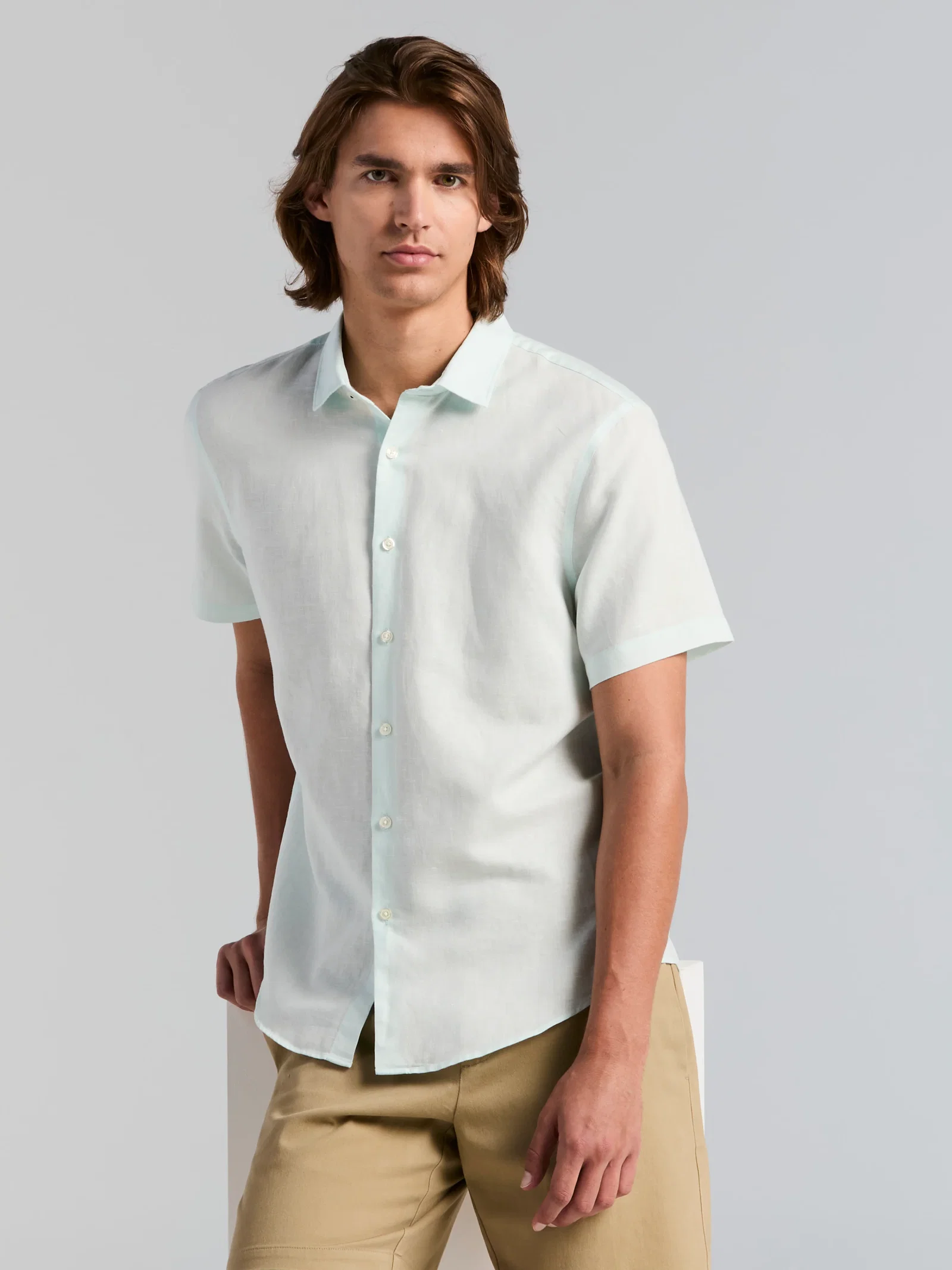 Solid Linen Blend Short Sleeve Shirt Solid Linen Blend Short Sleeve Shirt