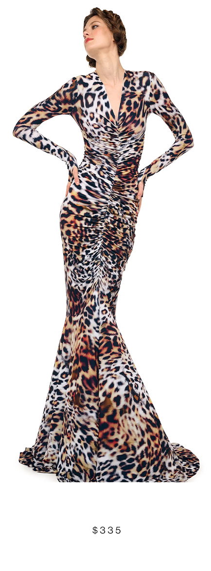 SHIRRED FRONT FISHTAIL GOWN