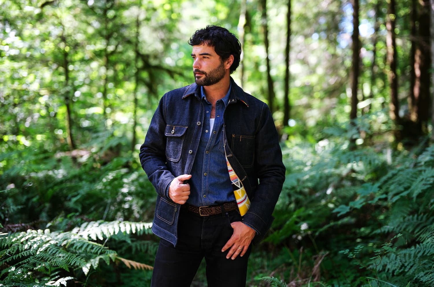 Man in Forest wearing the BILL BARN COAT