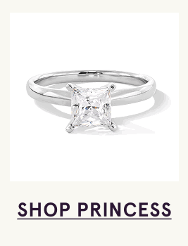 White-gold band with square-cut centered stone. Click here to shop princesss