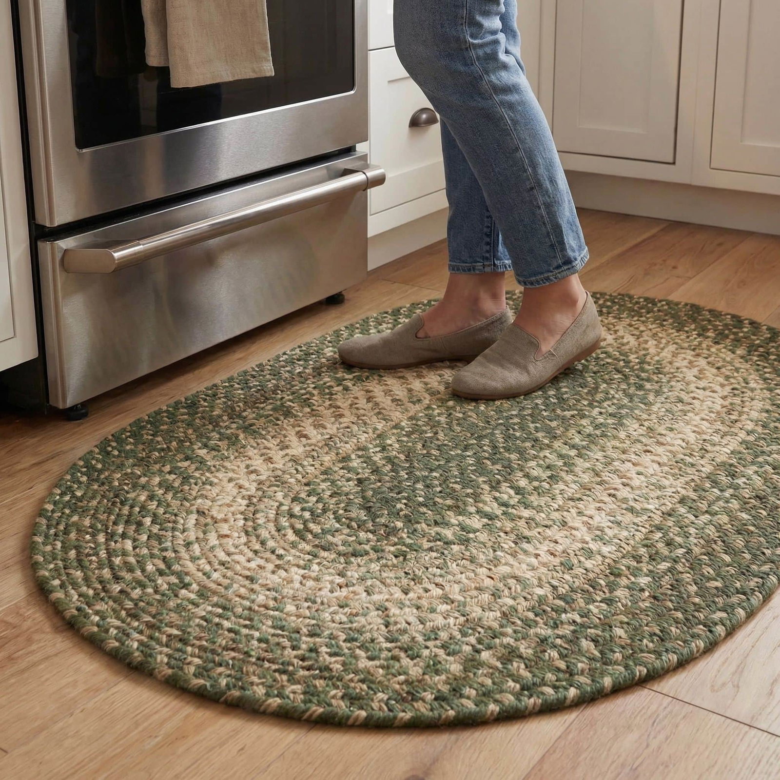 Ridgewood forest green braided area rug