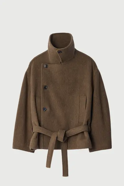 Lemaire Short Wrap Coat Mud