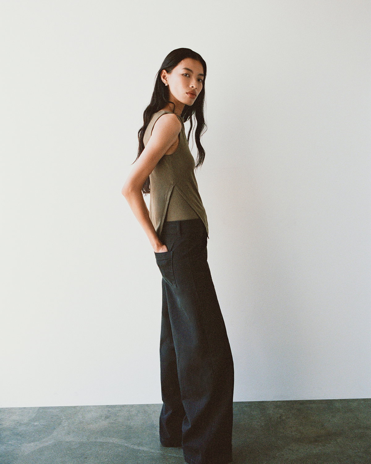  Editorial Image | Model in Tissue Boatneck Tank | Beech