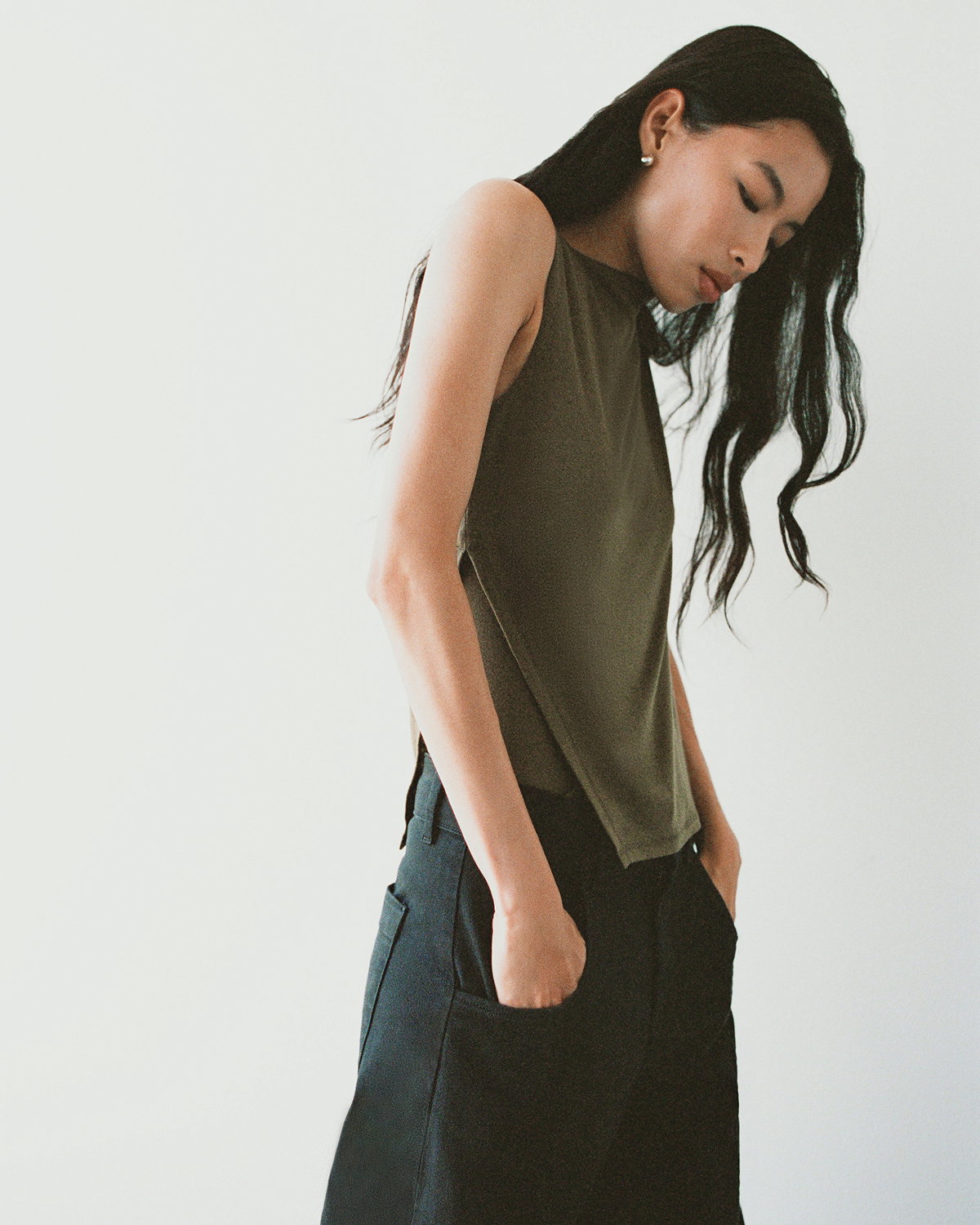  Editorial Image | Model in Tissue Boatneck Tank | Beech