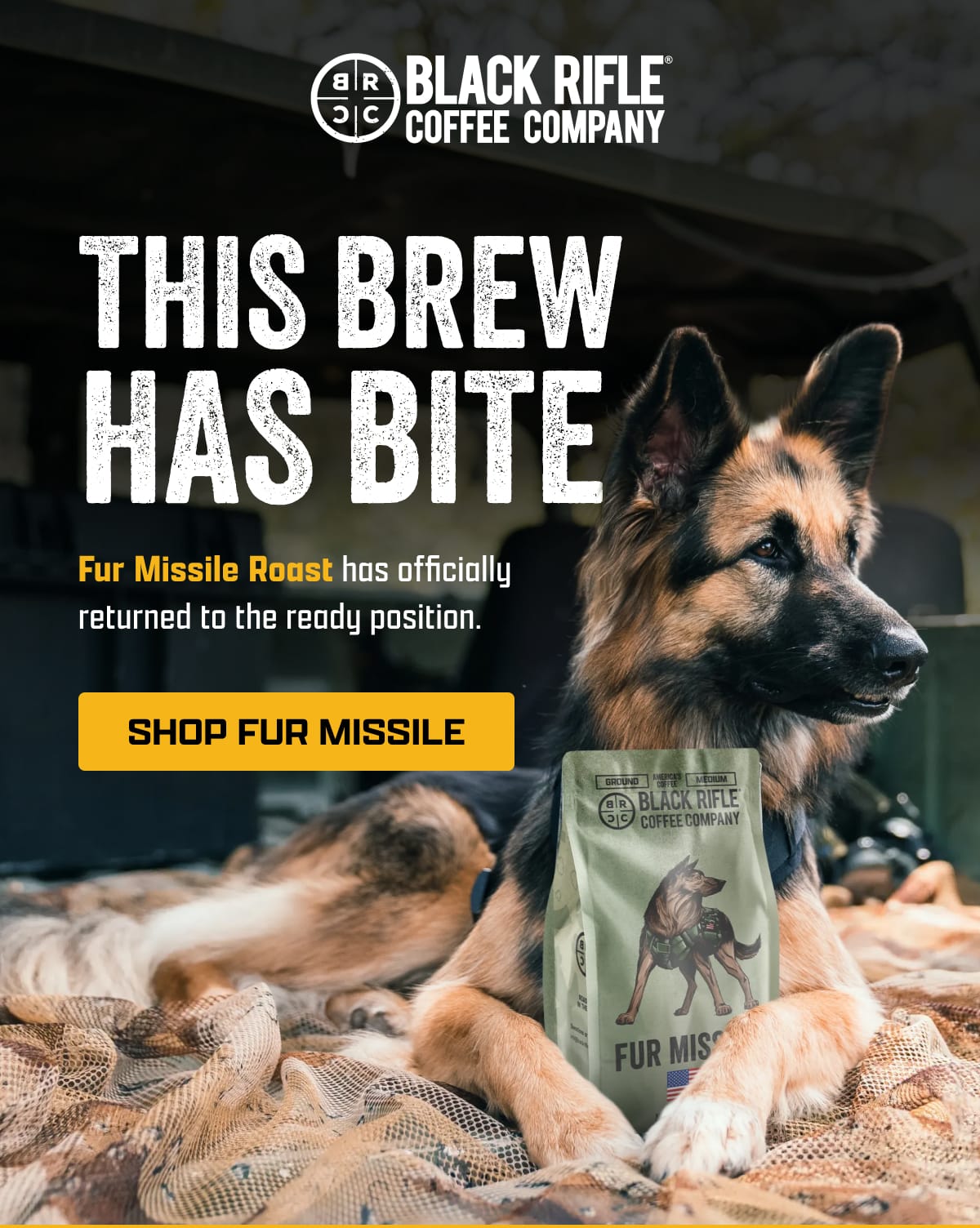 Black Rifle Coffee Company | This Brew Has Bite | Fur Missile Roast has officially returned to the ready position. | [ SHOP FUR MISSILE ]