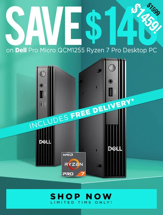 SAVE Dell Pro Micro QCM1255 Ryzen 7 Desktop PC