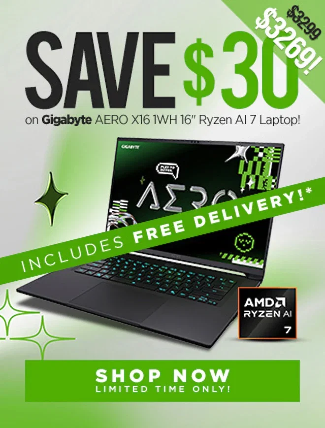 SAVE Gigabyte AERO X16 1WH 16" Ryzen AI 7 Laptop