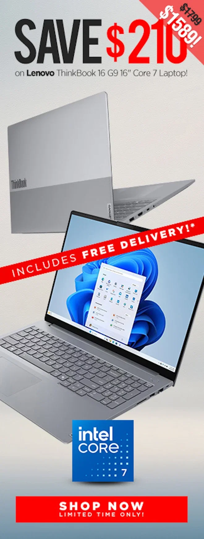 SAVE Lenovo ThinkBook 16 G9 16" Core 7 Laptop