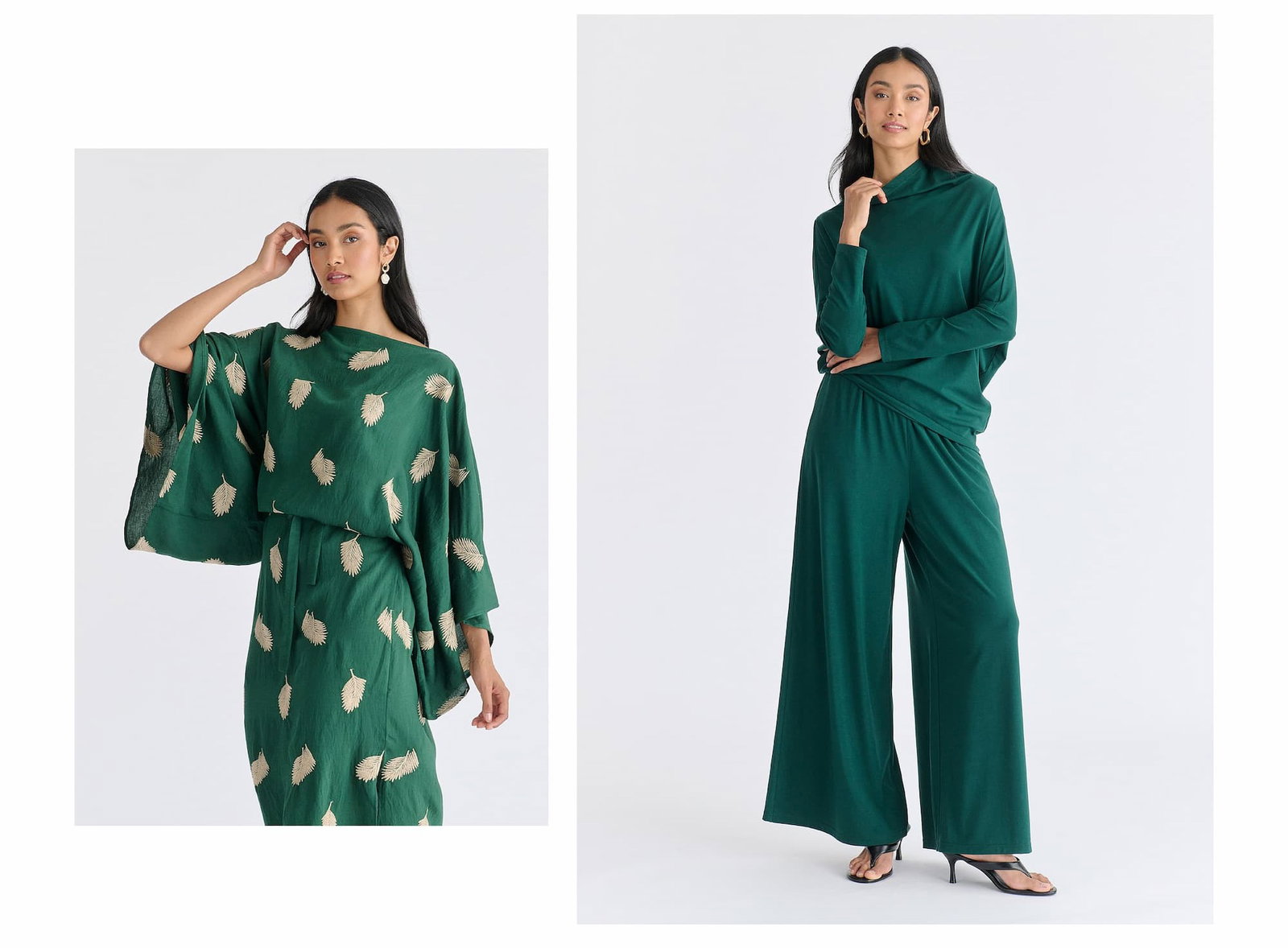 Asymmetric Draped Lyocell Jersey Top in Green