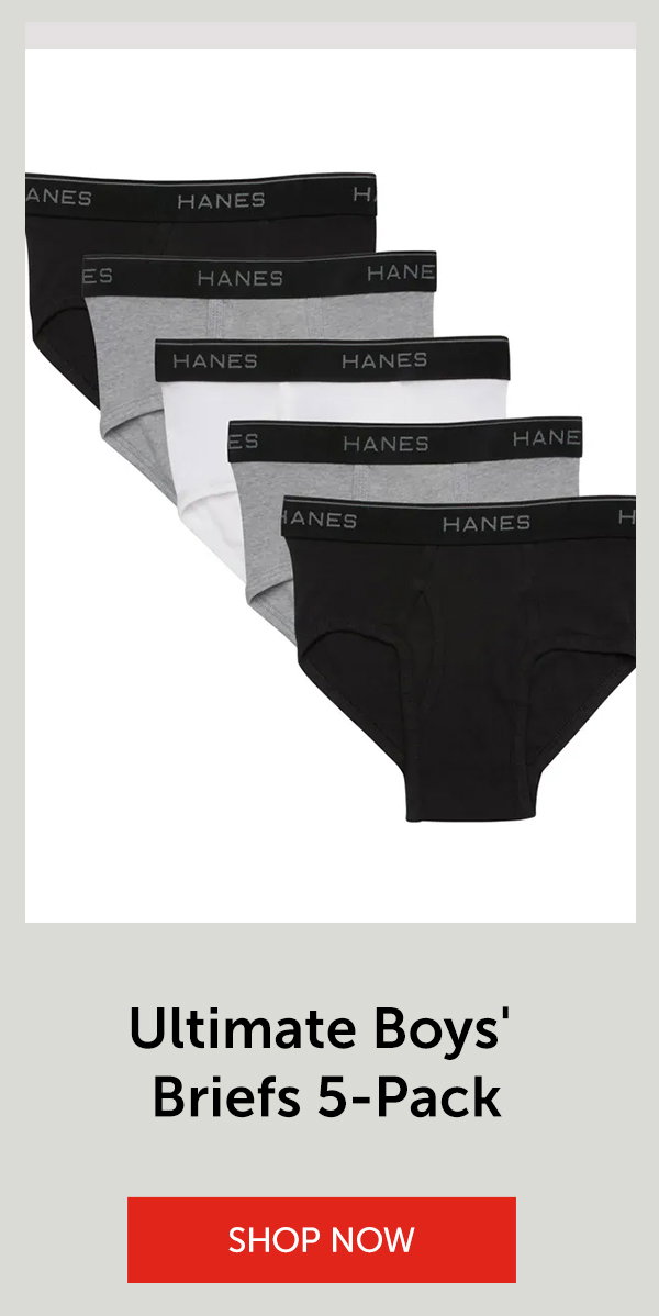 Hanes Ultimate ComfortSoft Boys' Brief Underwear, Assorted, 5-Pack