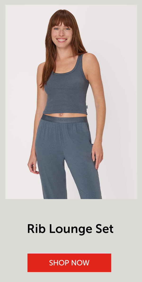 Hanes Comfywear Women's Loungewear Set, 2-Piece SuperSoft Rib Crop Tank & Lounge Pant Set