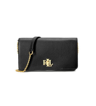 Cartera de piel con cierre de giro negro