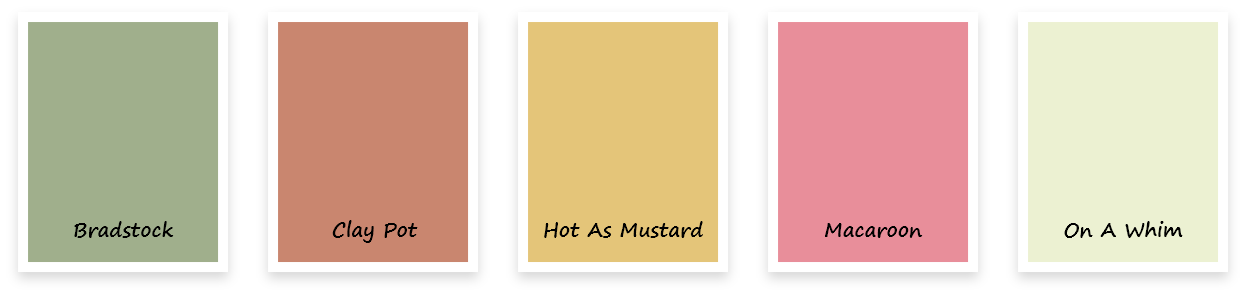 Five Al Fresco colour swatches