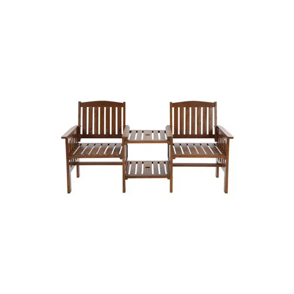 Garden Bench Love Seat Wooden Outdoor Furniture Brown