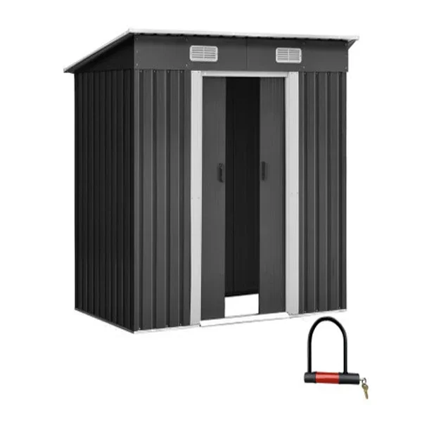 Garden Shed Outdoor Storage Sheds Tool Workshop 194X121 Cm Grey