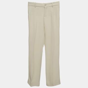 Cream Crepe Flared Trousers M