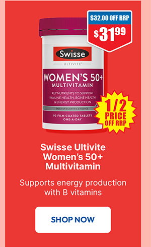 Swisse Womens Multivitamin 50+ 90 Tablets 1/2 price off RRP at Chemist Warehouse sale ends 19 August 2026