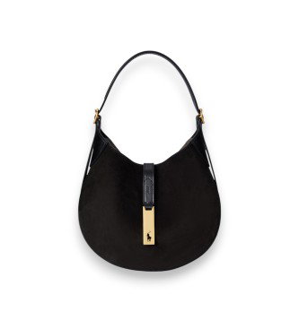 Bolso de hombro Polo ID pequeño de ante negro